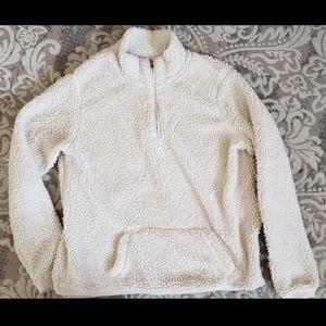White fleece fluffy teddy sweatshirt/jacket